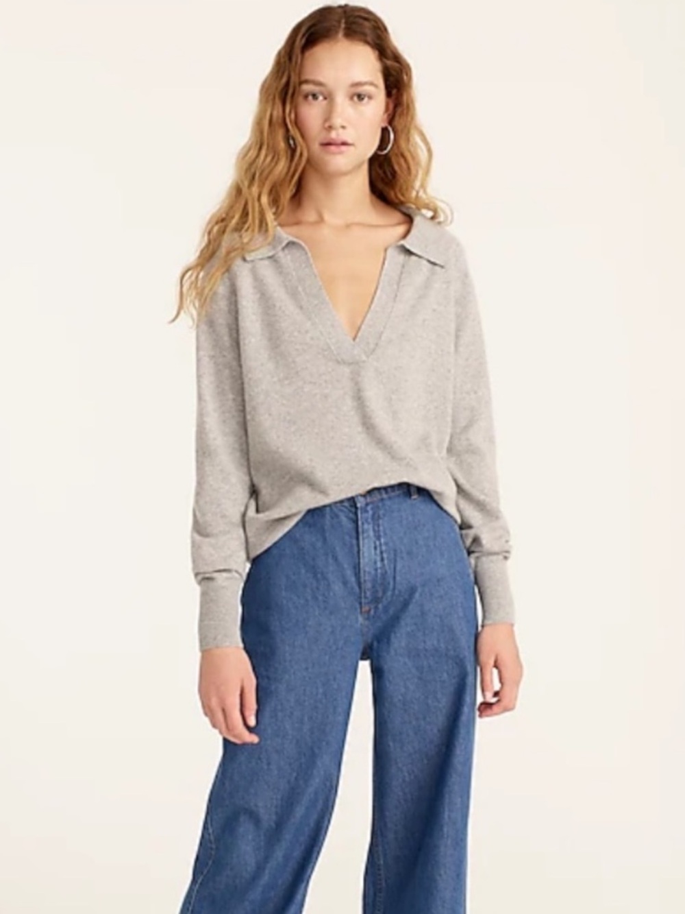 J. Crew Cashmere Collared V-neck Sweater Size M